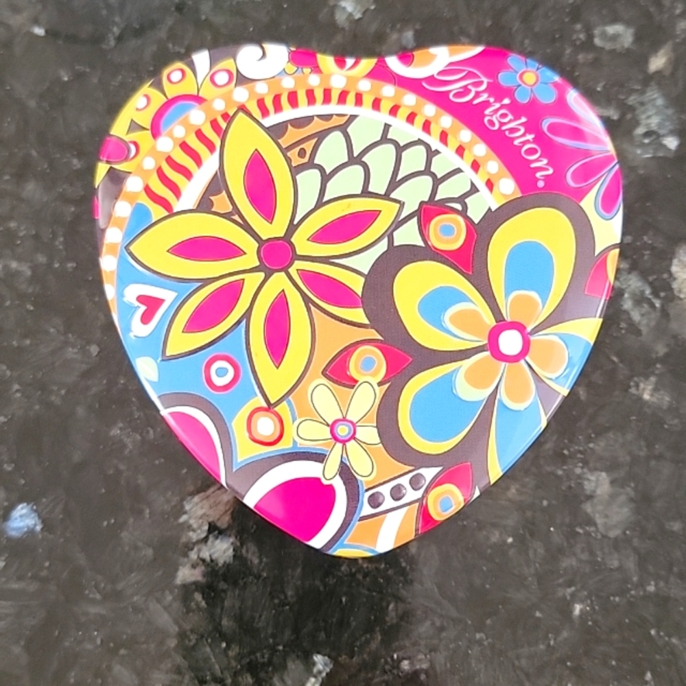 Brighton Collectable Heart Jewerly Box Flowers Raised Design New No Tags